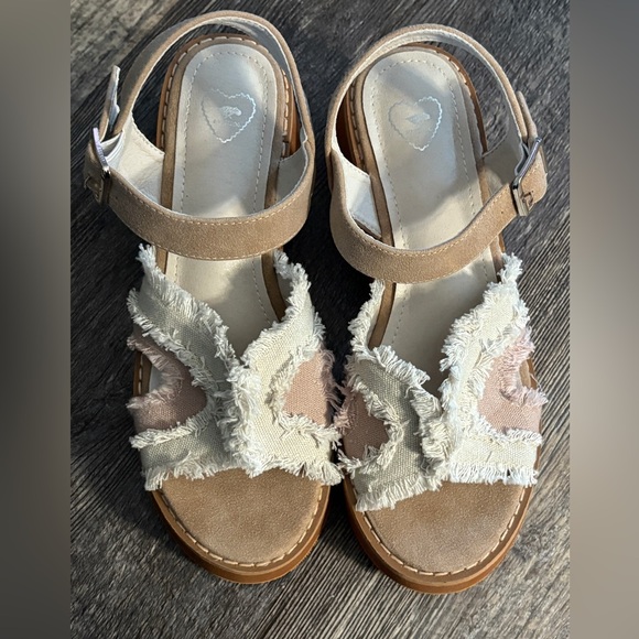 New- Rocket Dog Emily Woman’s Platform Sandal, cream & brown, size 7.5 - Picture 2 of 9